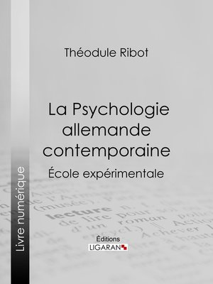 cover image of La Psychologie allemande contemporaine